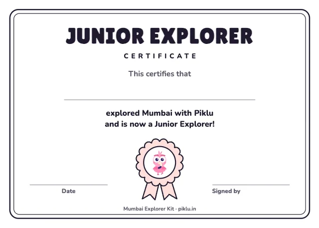 The Junior Explorer certificate