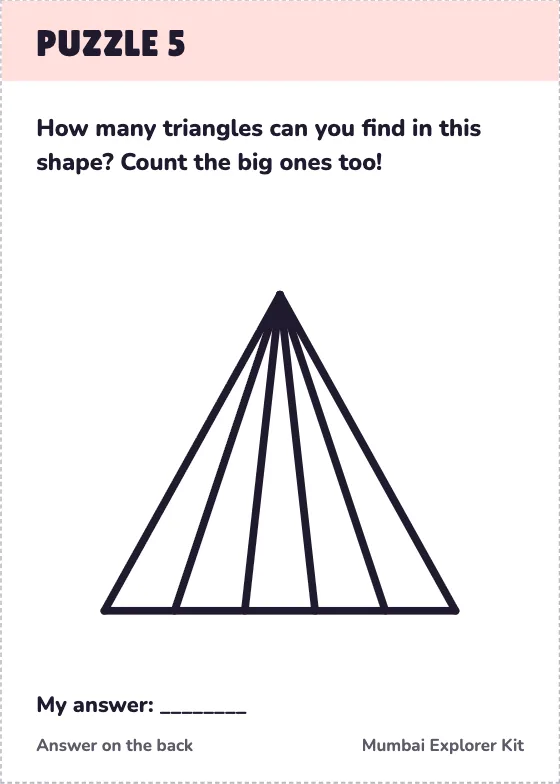 A puzzle card: how many triangles are in the shape?