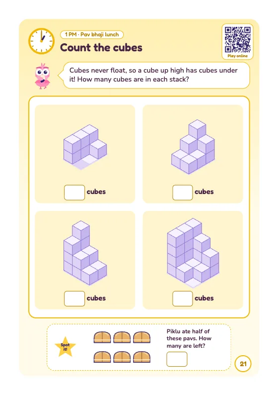 Book page 21: Count the cubes