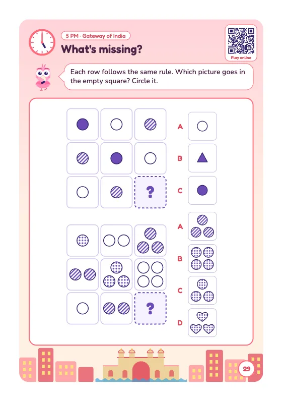 Book page 29: What's missing? Two figure matrices